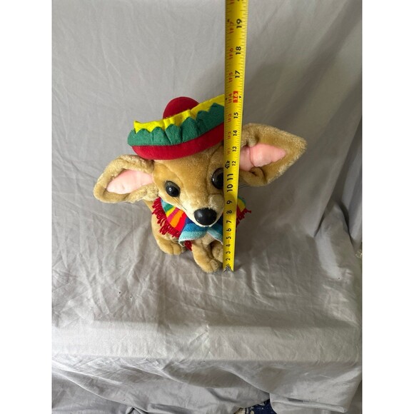 Vtg Goffa International Mexican Chihuahua Plush Toy Wearing Sombrero Poncho 16in - Picture 2 of 12